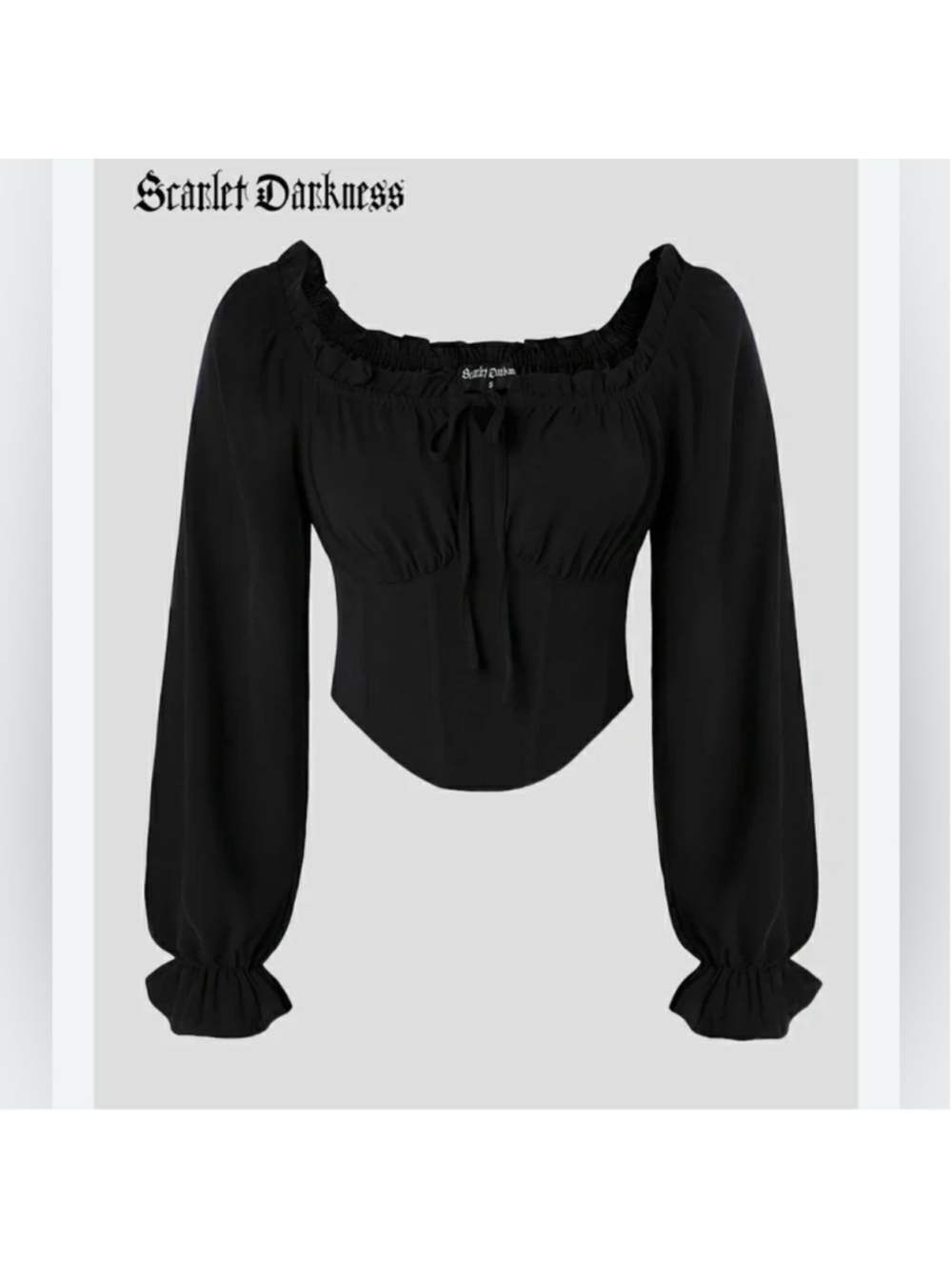 Scarlet Darkness WhimsyGoth Gothic cropped long sleeve blouse ruffled size lrg